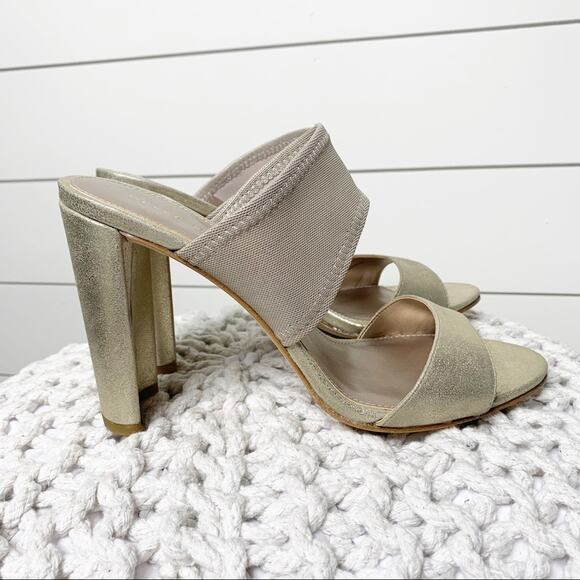 Pelle Moda Honey Metallic Leather Heels Platinum Gold Size 9 - Picture 2 of 7